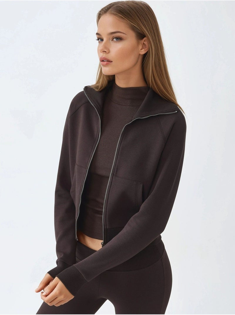 Veste zippée en mélange de coton avec col. Busem Marron chocolat - Kiabi