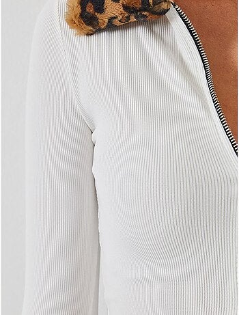 Veste zippée en peluche léopard bianco lucci