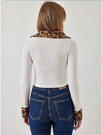 Veste zippée en peluche léopard bianco lucci