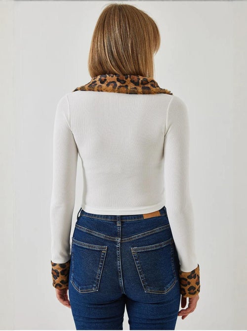 Veste zippée en peluche léopard bianco lucci - Kiabi