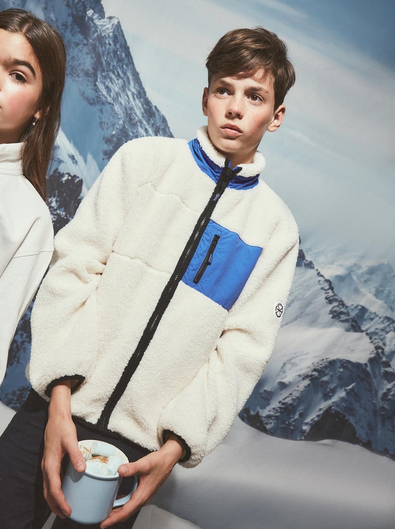Veste zippée en sherpa Ecru - Kiabi