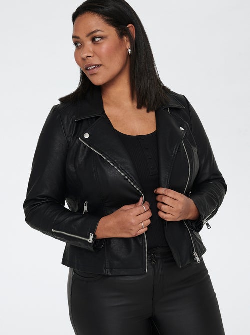 Veste zippée en simili - Kiabi