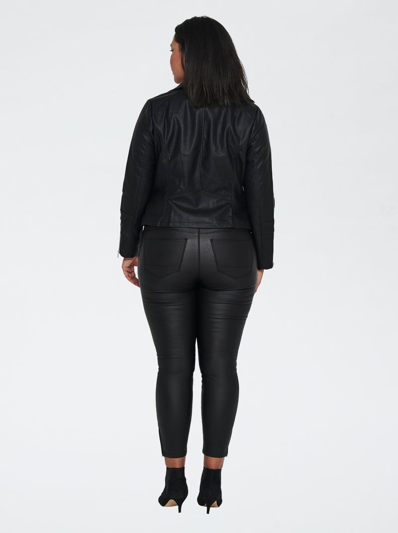 Veste zippée en simili Noir - Kiabi