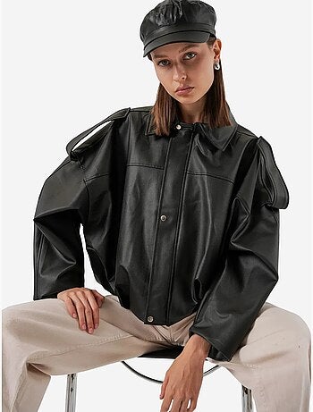 Veste zippée en similicuir avec col chemise bdart