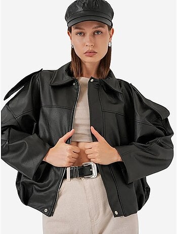 Veste zippée en similicuir avec col chemise bdart
