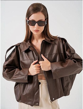 Veste zippée en similicuir avec col chemise bdart