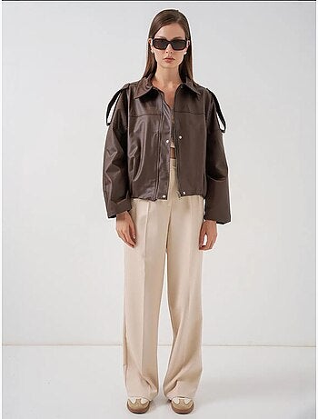 Veste zippée en similicuir avec col chemise bdart