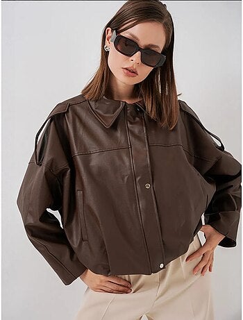 Veste zippée en similicuir avec col chemise bdart