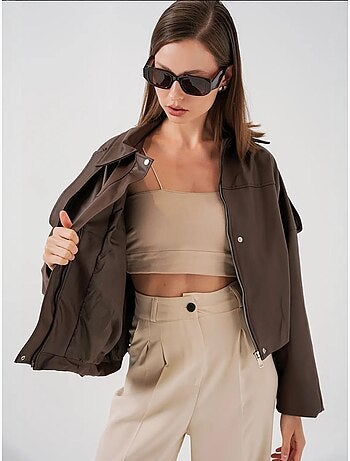 Veste zippée en similicuir avec col chemise bdart