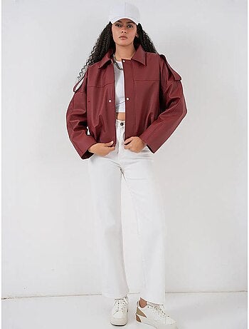 Veste zippée en similicuir avec col chemise bdart