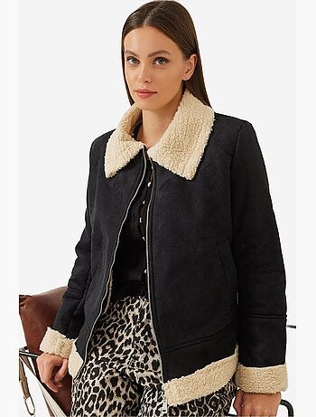 Veste zippée en suédine avec bordure en sherpa lucci