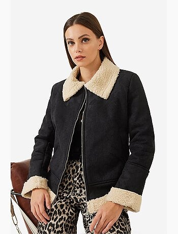 Veste zippée en suédine avec bordure en sherpa lucci
