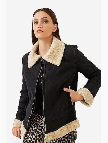 Veste zippée en suédine avec bordure en sherpa lucci