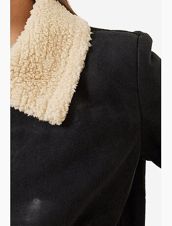 Veste zippée en suédine avec bordure en sherpa lucci