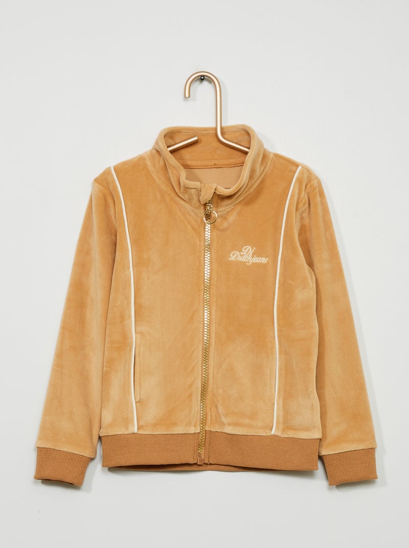 Veste zippée en velours camel - Kiabi
