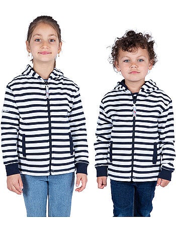 Veste zippée enfant en molleton chaud 'Breizh Océan', Veste garçon ou fille en coton