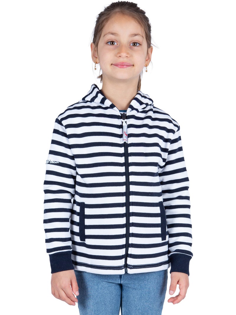 Veste zippée enfant en molleton chaud 'Breizh Océan', Veste garçon ou fille en coton Blanc/Marine - Kiabi