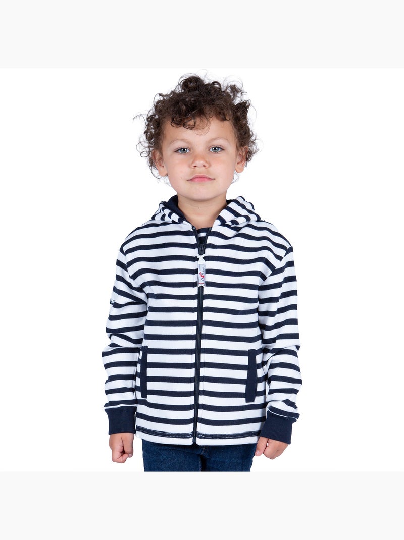 Veste zippée enfant en molleton chaud 'Breizh Océan', Veste garçon ou fille en coton Blanc/Marine - Kiabi