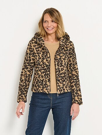 Veste zippée léopard à capuche