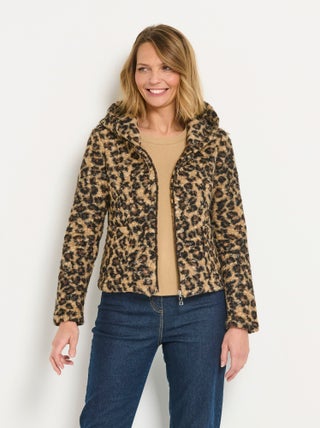 Veste zippée léopard à capuche