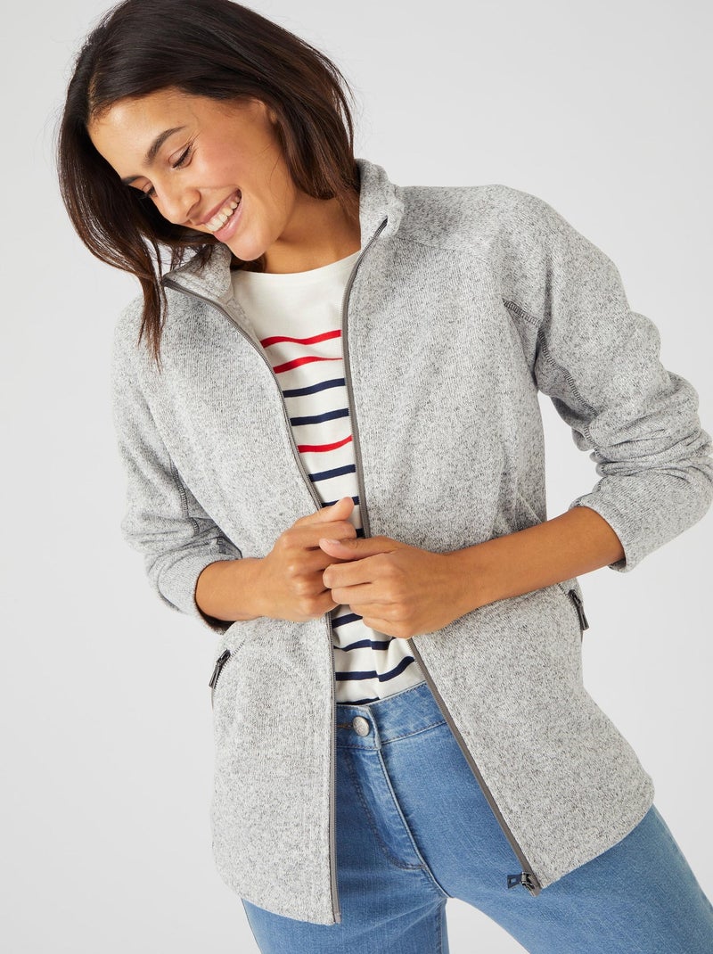 Veste zippée maille polaire Thermolactyl - Happy D. by Damart Gris chiné - Kiabi