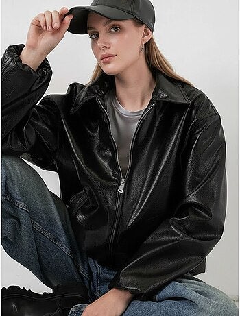Veste zippée oversize en similicuir bdart