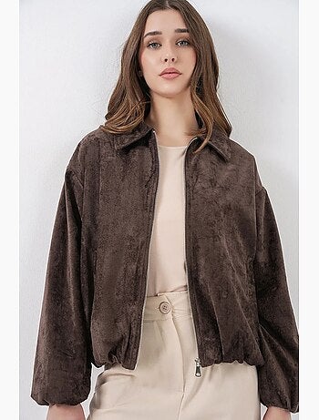 Veste zippée oversize en velours avec poches bdart