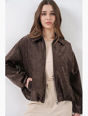 Veste zippée oversize en velours avec poches bdart