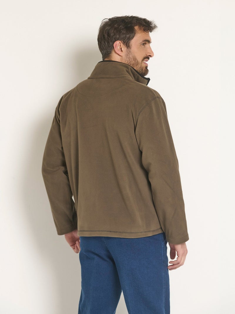 Veste zippée polaire col montant Marron - Kiabi