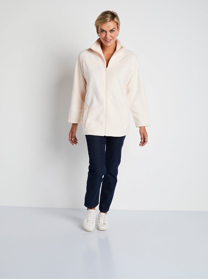 Veste zippée polaire, manches longues - Afibel Beige - Kiabi