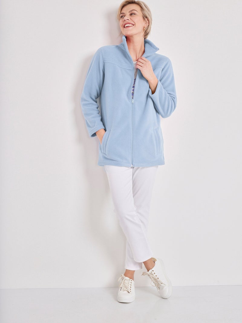 Veste zippée polaire, manches longues - Afibel Bleu ciel - Kiabi