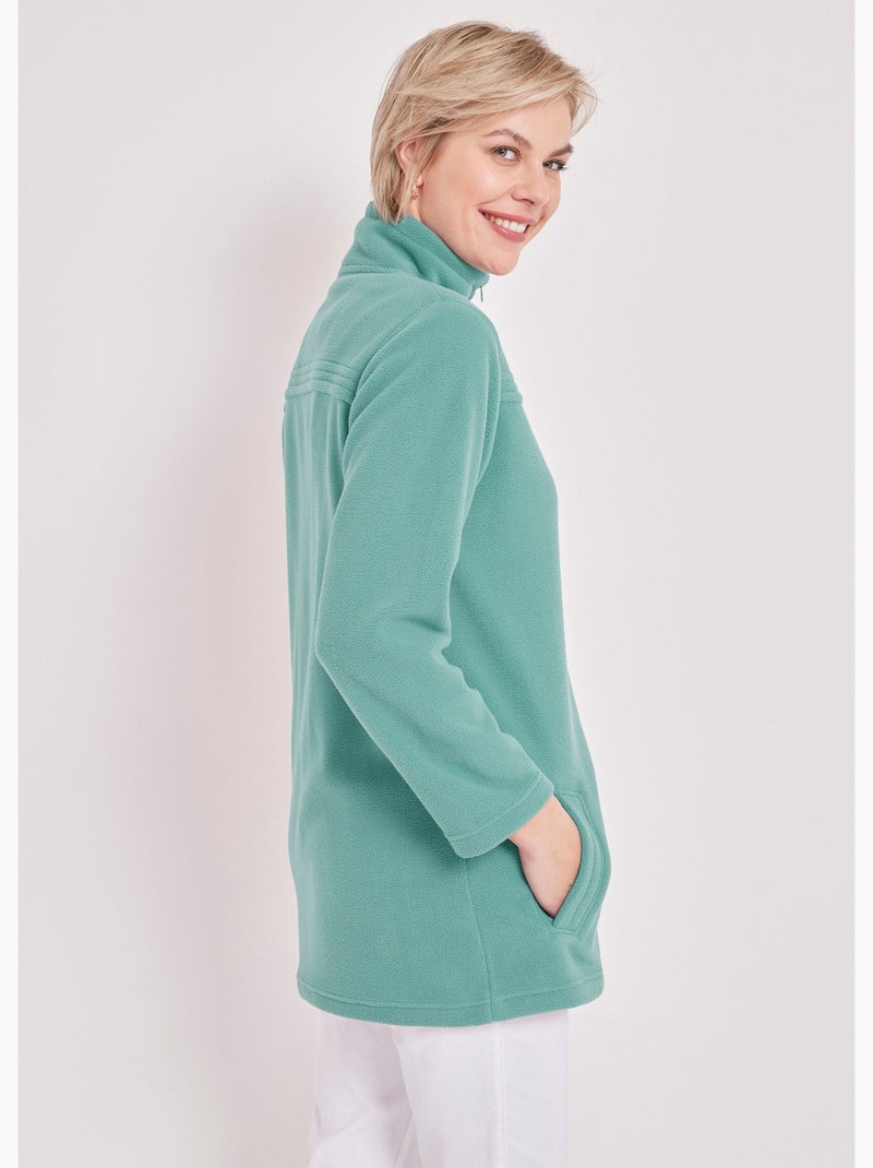 Veste zippée polaire, manches longues - Afibel Vert menthe - Kiabi