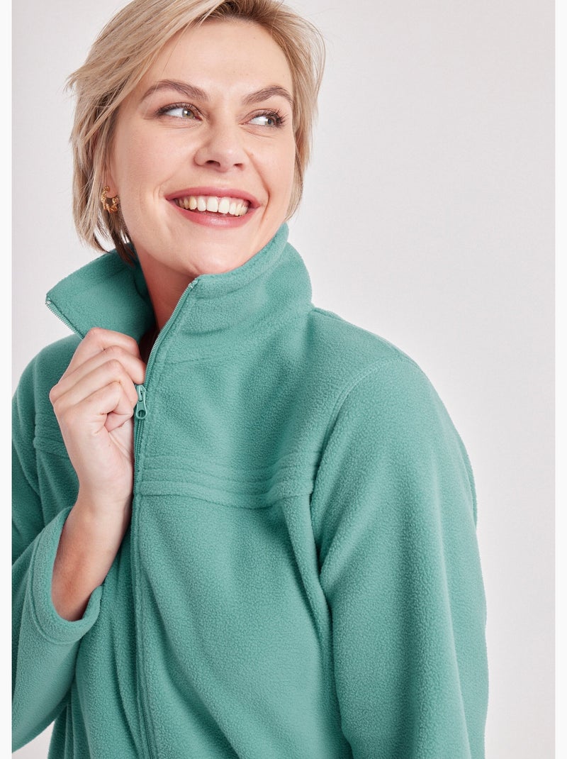 Veste zippée polaire, manches longues - Afibel Vert menthe - Kiabi