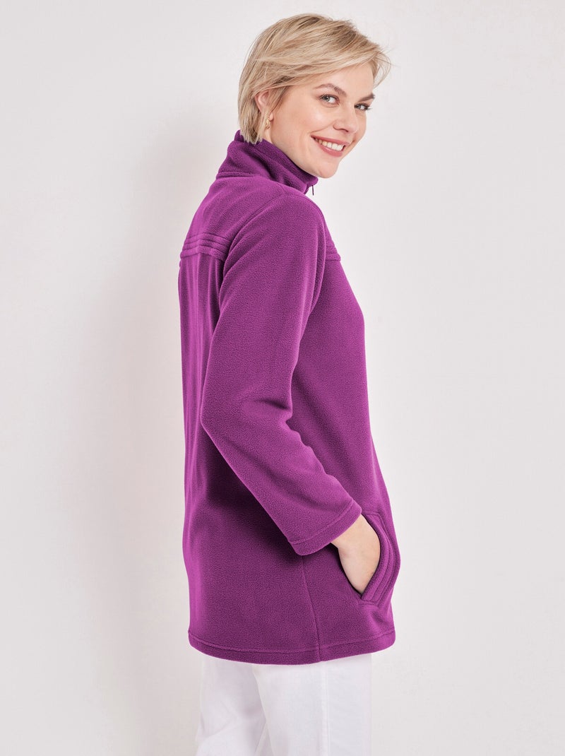 Veste zippée polaire, manches longues - Afibel Violet aubergine - Kiabi