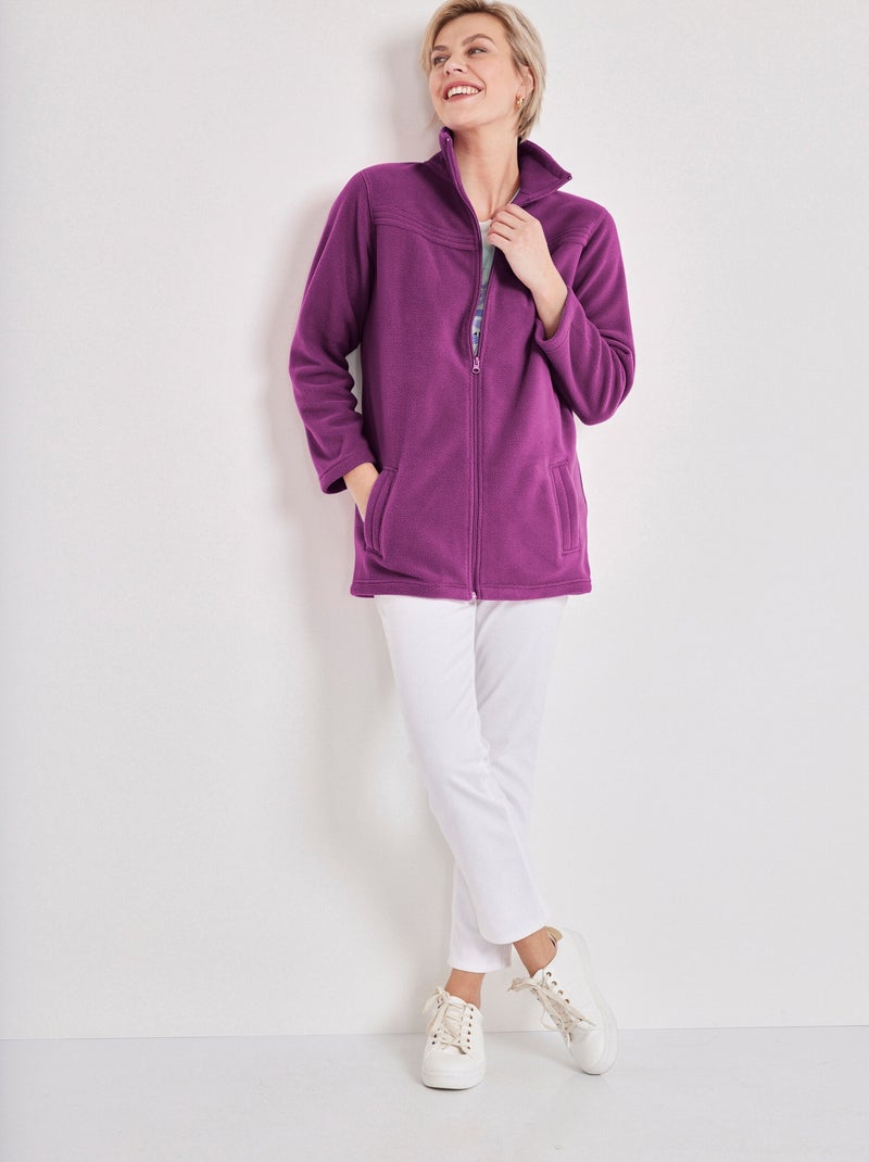 Veste zippée polaire, manches longues - Afibel Violet aubergine - Kiabi