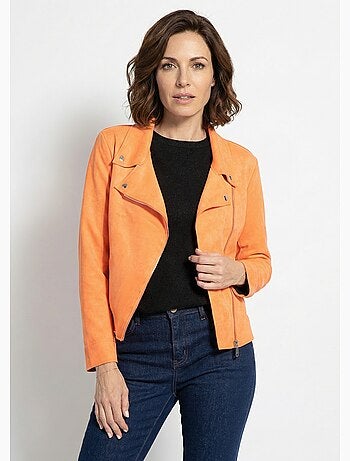 Veste zippée style motard en suédine - AFIBEL