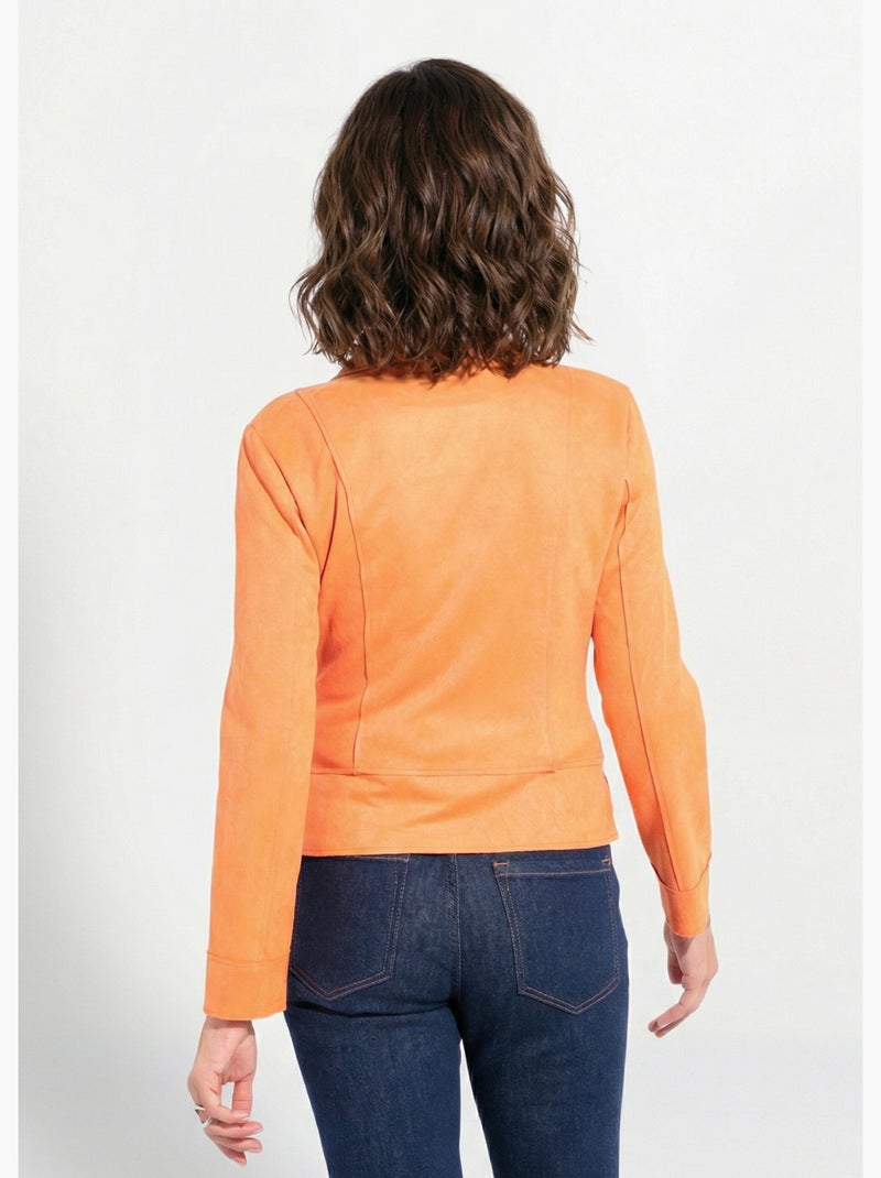 Veste zippée style motard en suédine - AFIBEL Orange - Kiabi