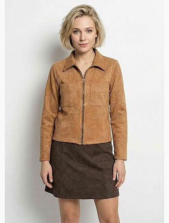 Veste zippée style motard, simili cuir - Afibel