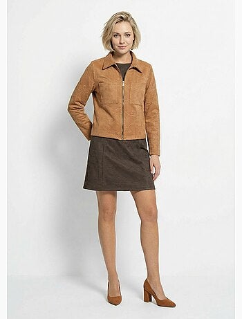 Veste zippée style motard, simili cuir - Afibel