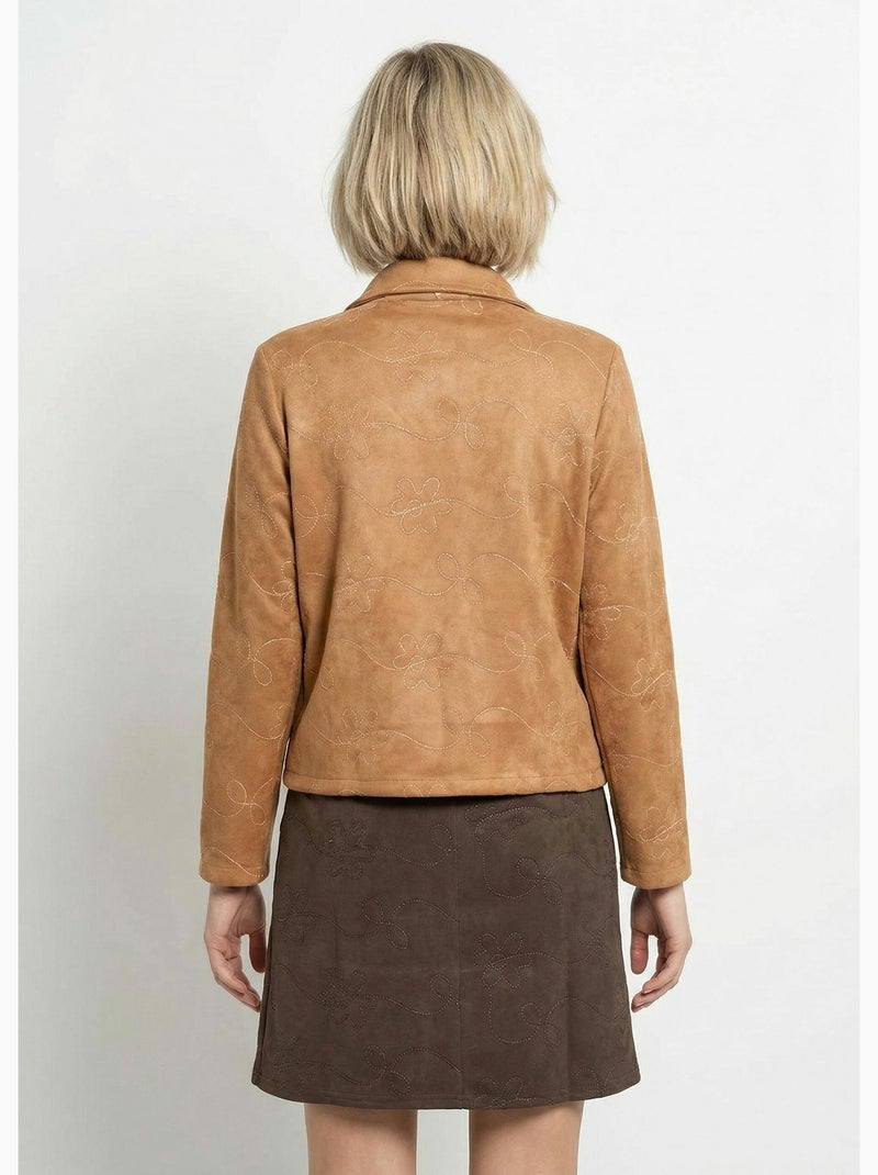 Veste zippée style motard, simili cuir - Afibel Camel - Kiabi