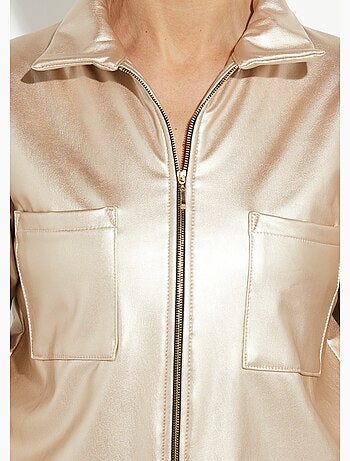 Veste zippée style motard, simili cuir - afibel