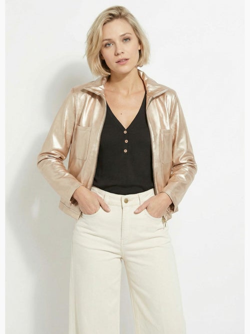 Veste zippée style motard, simili cuir - afibel - Kiabi Veste zippée style motard, simili cuir - afibel - Kiabi