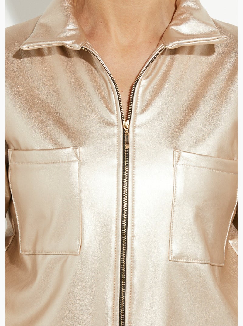 Veste zippée style motard, simili cuir - afibel Doré - Kiabi
