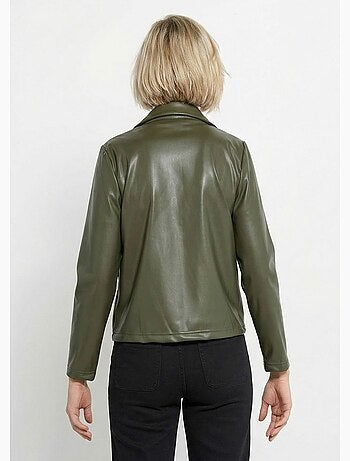 Veste zippée style motard, simili cuir - afibel