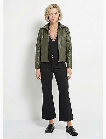 Veste zippée style motard, simili cuir - afibel