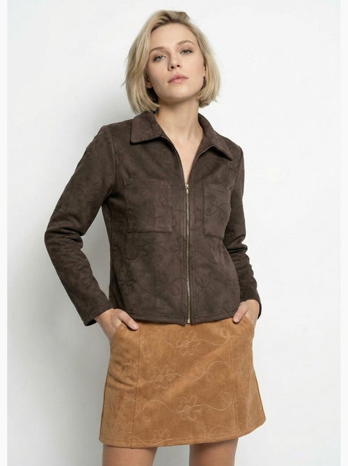 Veste zippée style motard, simili cuir - Afibel - Kiabi