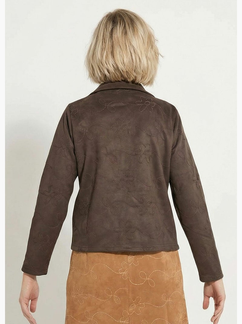 Veste zippée style motard, simili cuir - Afibel Marron chocolat - Kiabi