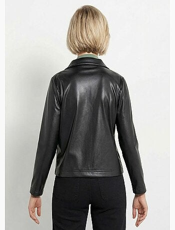 Veste zippée style motard, simili cuir - afibel