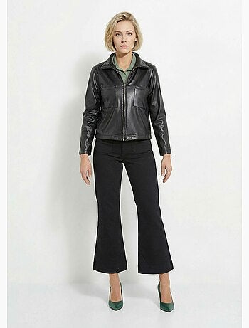 Veste zippée style motard, simili cuir - afibel