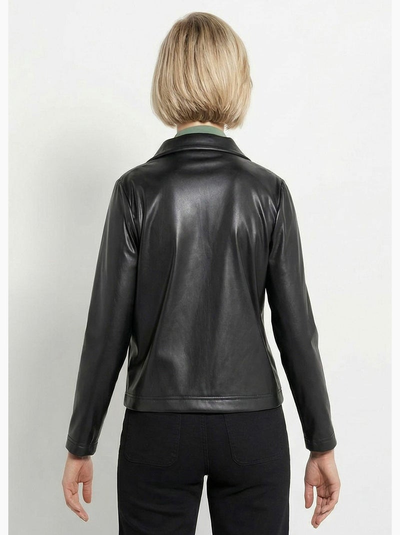 Veste zippée style motard, simili cuir - afibel Noir - Kiabi